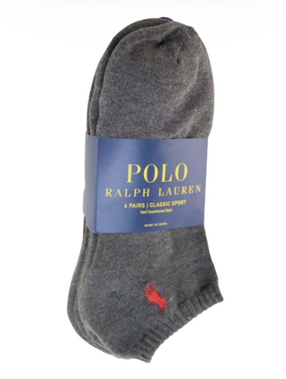 Polo Ralph Lauren Men's 6-Pack Classic Sport Low-Cut Crew Socks Gray